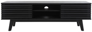 Safavieh Esma Stylish Media Stand With Retro Design, Two Shelves, And Cable Management For Modern Spaces Black MED9601B