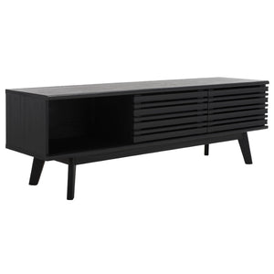 Safavieh Esma Stylish Media Stand With Retro Design, Two Shelves, And Cable Management For Modern Spaces Black MED9601B