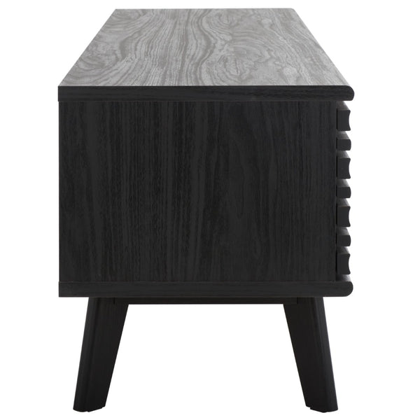 Safavieh Esma Stylish Media Stand With Retro Design, Two Shelves, And Cable Management For Modern Spaces Black MED9601B