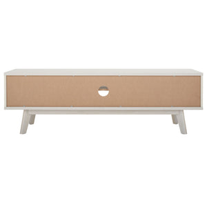 Safavieh Esma Stylish Media Stand With Retro Design, Two Shelves, And Cable Management For Modern Spaces Bleached White MED9601C