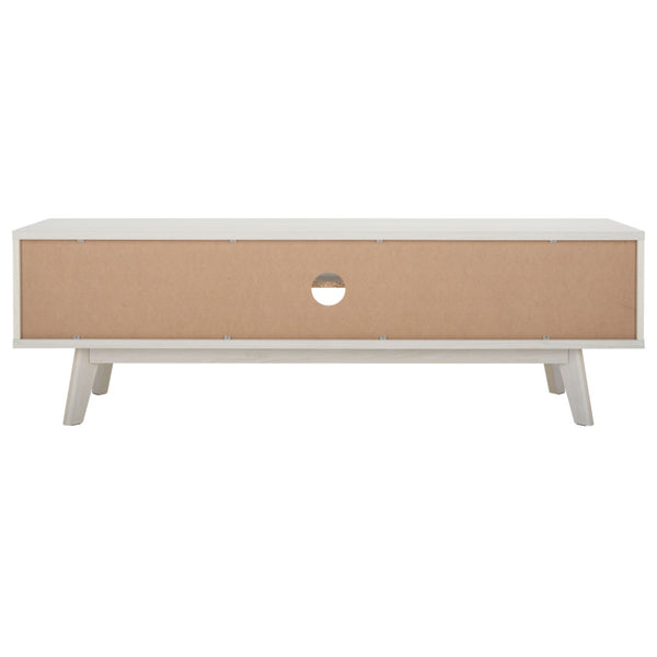 Safavieh Esma Stylish Media Stand With Retro Design, Two Shelves, And Cable Management For Modern Spaces Bleached White MED9601C