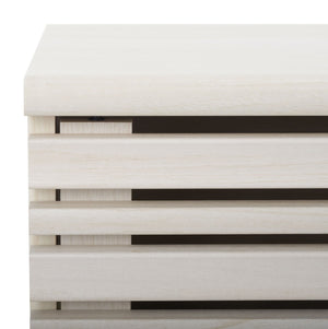 Safavieh Esma Stylish Media Stand With Retro Design, Two Shelves, And Cable Management For Modern Spaces Bleached White MED9601C