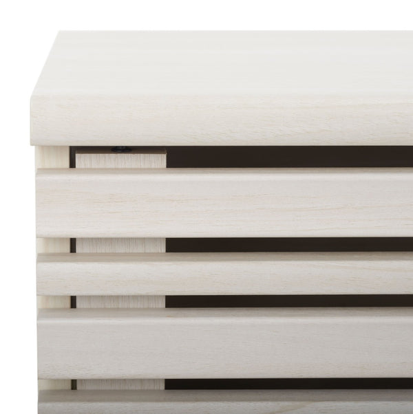 Safavieh Esma Stylish Media Stand With Retro Design, Two Shelves, And Cable Management For Modern Spaces Bleached White MED9601C