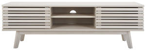 Safavieh Esma Stylish Media Stand With Retro Design, Two Shelves, And Cable Management For Modern Spaces Bleached White MED9601C