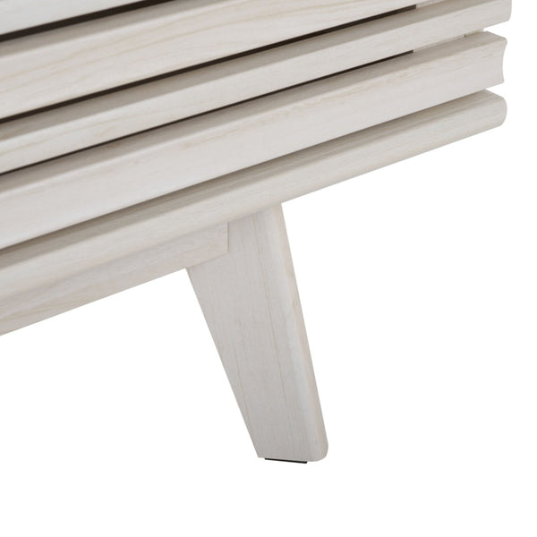 Safavieh Esma Stylish Media Stand With Retro Design, Two Shelves, And Cable Management For Modern Spaces Bleached White MED9601C