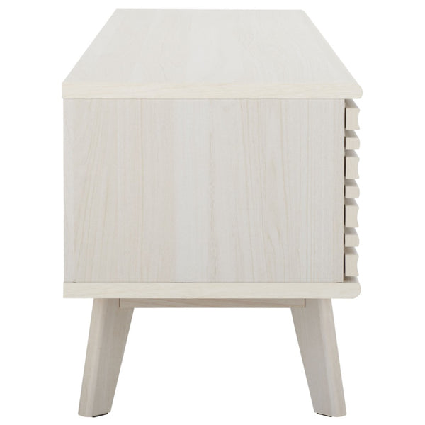 Safavieh Esma Stylish Media Stand With Retro Design, Two Shelves, And Cable Management For Modern Spaces Bleached White MED9601C