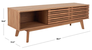 Safavieh Esma Stylish Media Stand With Retro Design, Two Shelves, And Cable Management For Modern Spaces Oak MED9601D