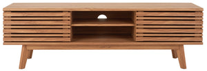 Safavieh Esma Stylish Media Stand With Retro Design, Two Shelves, And Cable Management For Modern Spaces Oak MED9601D