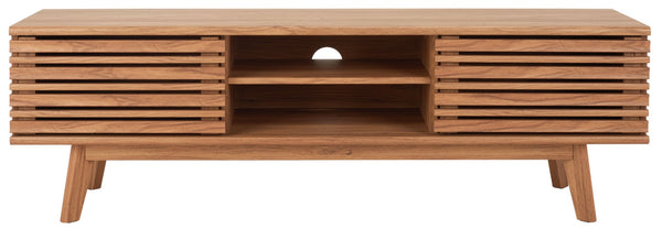 Safavieh Esma Stylish Media Stand With Retro Design, Two Shelves, And Cable Management For Modern Spaces Oak MED9601D