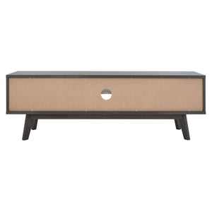 Safavieh Esma Stylish Media Stand With Retro Design, Two Shelves, And Cable Management For Modern Spaces Distressed Black MED9601E