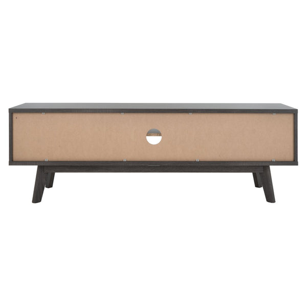 Safavieh Esma Stylish Media Stand With Retro Design, Two Shelves, And Cable Management For Modern Spaces Distressed Black MED9601E