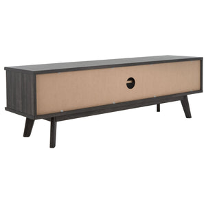 Safavieh Esma Stylish Media Stand With Retro Design, Two Shelves, And Cable Management For Modern Spaces Distressed Black MED9601E