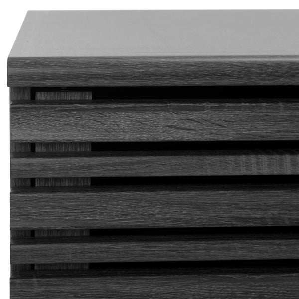 Safavieh Esma Stylish Media Stand With Retro Design, Two Shelves, And Cable Management For Modern Spaces Distressed Black MED9601E