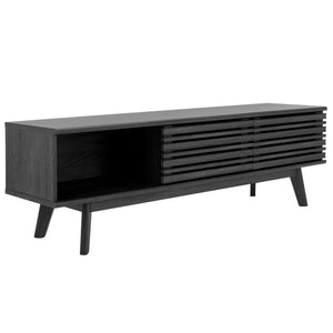 Safavieh Esma Stylish Media Stand With Retro Design, Two Shelves, And Cable Management For Modern Spaces Distressed Black MED9601E