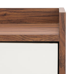 Safavieh Diara Mid-Century Modern Media Stand With Two Doors And Open Shelves For Organized Entertainment Spaces Walnut/White MED9603A