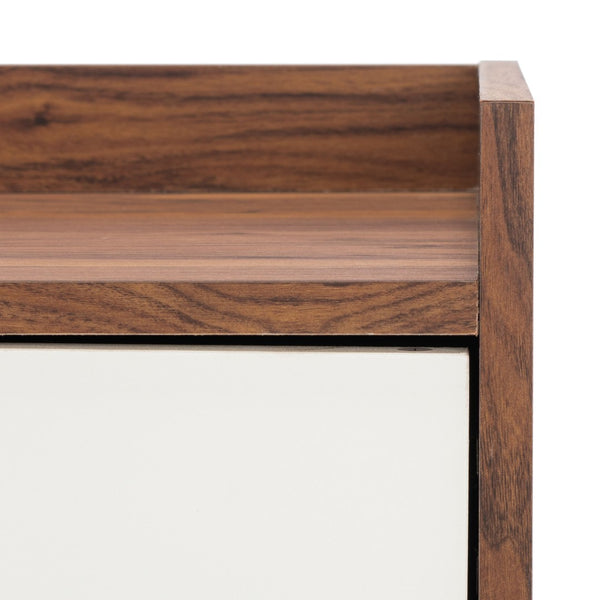 Safavieh Diara Mid-Century Modern Media Stand With Two Doors And Open Shelves For Organized Entertainment Spaces Walnut/White MED9603A