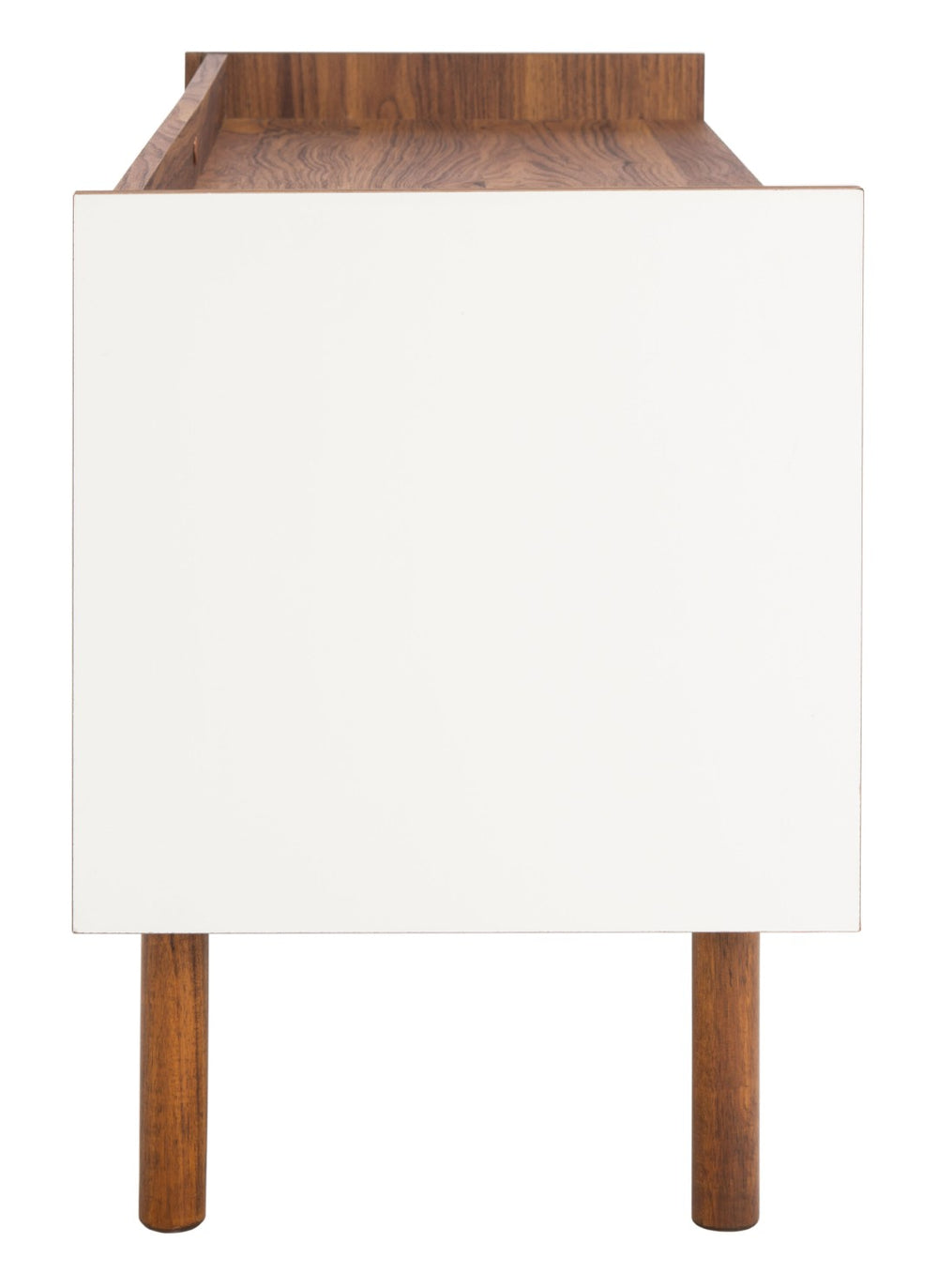 Safavieh Diara Mid-Century Modern Media Stand With Two Doors And Open Shelves For Organized Entertainment Spaces Walnut/White MED9603A