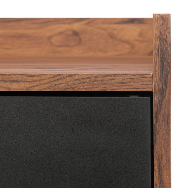 Safavieh Diara Mid-Century Modern Media Stand With Two Doors And Open Shelves For Organized Entertainment Spaces Walnut/Black MED9603B