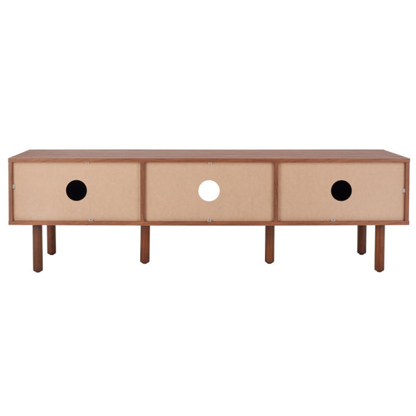 Safavieh Silvanna 2-Door Media Stand - Walnut Finish With Rattan Panels, Stylish Storage For Modern Living Spaces MED9604A