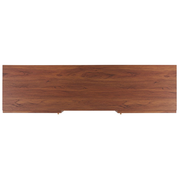 Safavieh Silvanna 2-Door Media Stand - Walnut Finish With Rattan Panels, Stylish Storage For Modern Living Spaces MED9604A