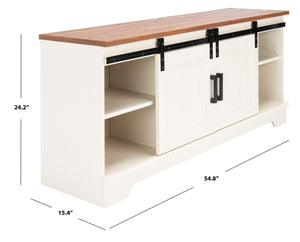 Safavieh Braelynn 2 Shelf 2 Door Media Stand White Wash/Walnut MED9605A-2BX