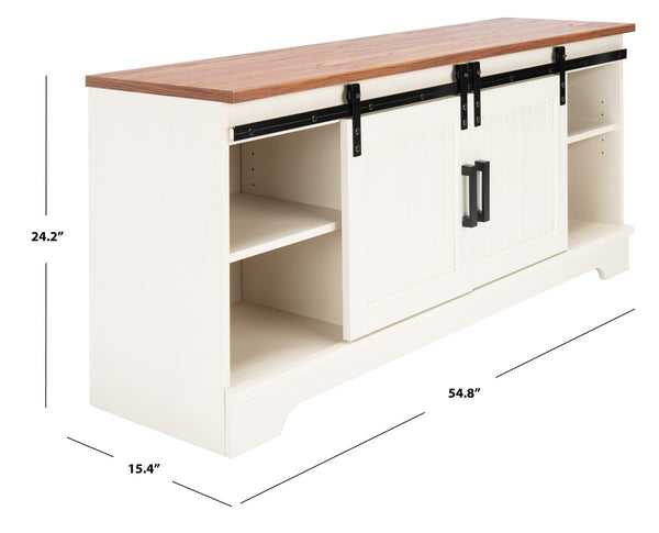 Safavieh Braelynn 2 Shelf 2 Door Media Stand White Wash/Walnut MED9605A-2BX