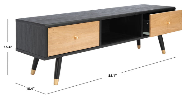 Safavieh Beatrix Retro-Modern Media Stand With 2 Drawers & Open Shelf - Stylish Storage For Any Space MED9607A