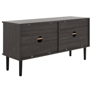 Safavieh Claude 1 Door 2 Shelf Media Stand XII23 Distressed Black Wood MED9609E