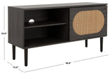 Safavieh Claude 1 Door 2 Shelf Media Stand XII23 Distressed Black Wood MED9609E