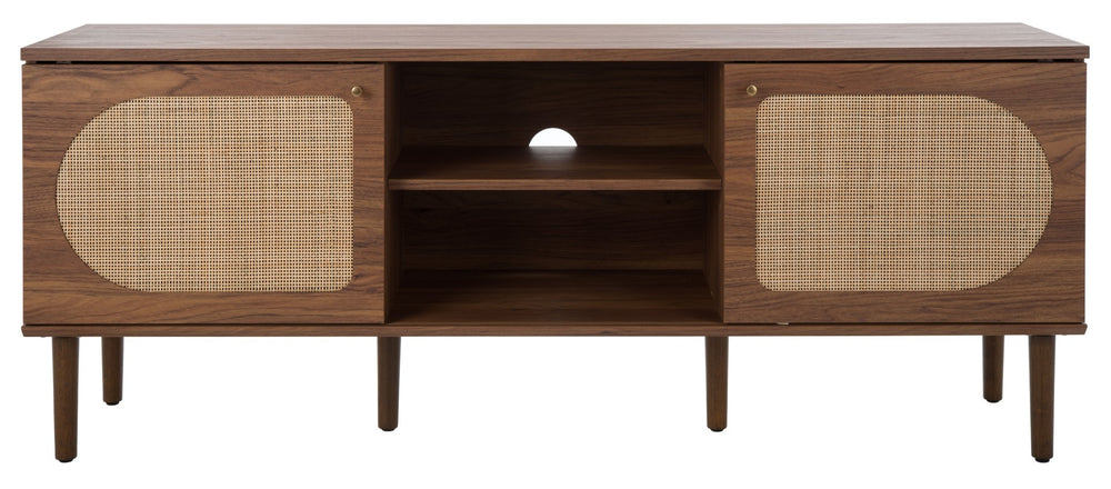 Safavieh Claude 2 Door 2 Shelf Media Stand XII23 Walnut Wood MED9610A