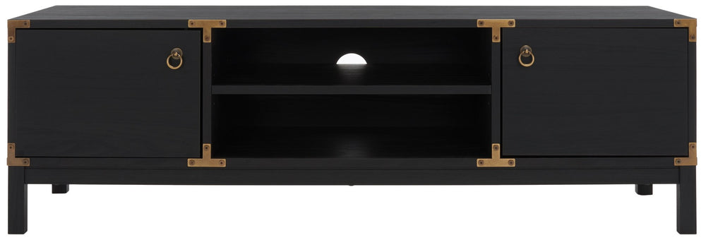 Safavieh Galio Vintage-Inspired 2-Door Media Stand With Storage For Elegant Living Room Organization Black / Gold MED9612B