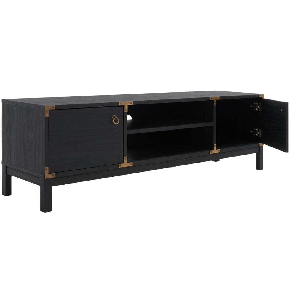 Safavieh Galio Vintage-Inspired 2-Door Media Stand With Storage For Elegant Living Room Organization Black / Gold MED9612B