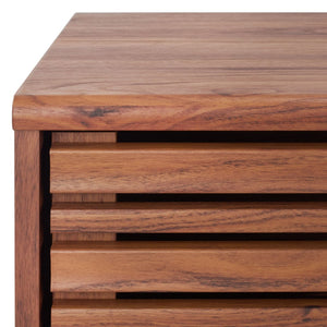 Safavieh Alatar Stylish 3-Drawer Media Stand With Open Shelf For Organized Storage And Timeless Appeal Walnut MED9613A