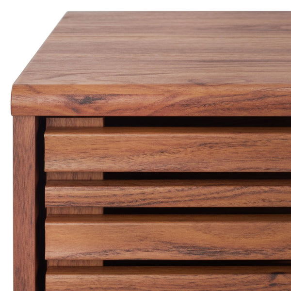 Safavieh Alatar Stylish 3-Drawer Media Stand With Open Shelf For Organized Storage And Timeless Appeal Walnut MED9613A