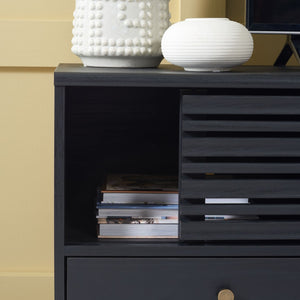 Safavieh Alatar Stylish 3-Drawer Media Stand With Open Shelf For Organized Storage And Timeless Appeal Black MED9613B