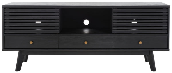 Safavieh Alatar Stylish 3-Drawer Media Stand With Open Shelf For Organized Storage And Timeless Appeal Black MED9613B