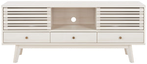 Safavieh Alatar Stylish 3-Drawer Media Stand With Open Shelf For Organized Storage And Timeless Appeal Bleached White MED9613C