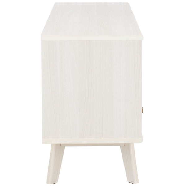 Safavieh Alatar Stylish 3-Drawer Media Stand With Open Shelf For Organized Storage And Timeless Appeal Bleached White MED9613C