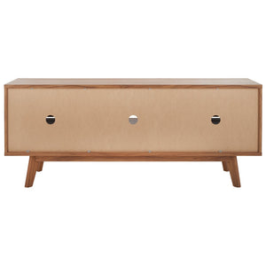 Safavieh Alatar Stylish 3-Drawer Media Stand With Open Shelf For Organized Storage And Timeless Appeal Oak MED9613D