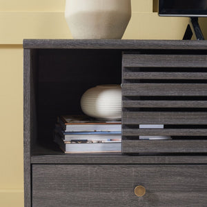 Safavieh Alatar Stylish 3-Drawer Media Stand With Open Shelf For Organized Storage And Timeless Appeal Distressed Black MED9613E