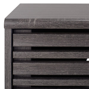 Safavieh Alatar Stylish 3-Drawer Media Stand With Open Shelf For Organized Storage And Timeless Appeal Distressed Black MED9613E