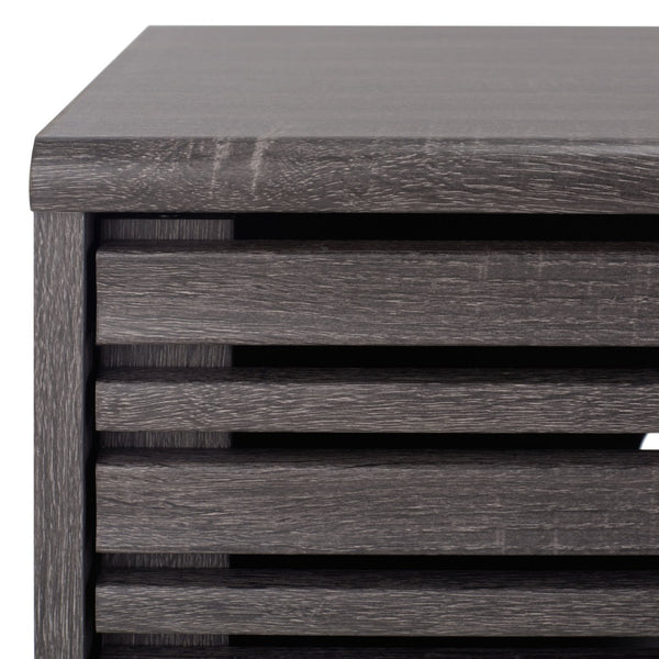 Safavieh Alatar Stylish 3-Drawer Media Stand With Open Shelf For Organized Storage And Timeless Appeal Distressed Black MED9613E
