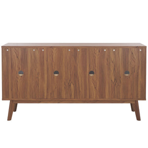 Safavieh Atlantes 4 Door 4 Shelf Media Stand Walnut Particle Board/ Mdf/ Honeycomb/ Solid Wood MED9614A-2BX