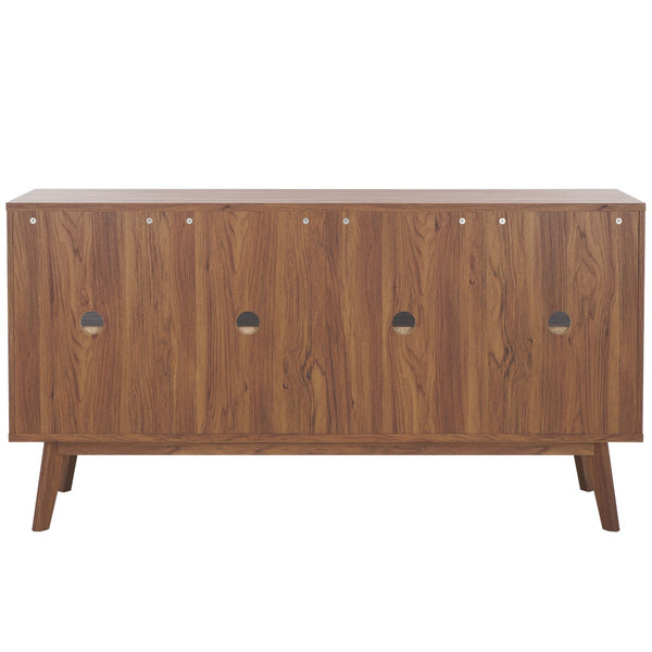 Safavieh Atlantes 4 Door 4 Shelf Media Stand Walnut Particle Board/ Mdf/ Honeycomb/ Solid Wood MED9614A-2BX