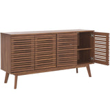 Safavieh Atlantes 4 Door 4 Shelf Media Stand Walnut Particle Board/ Mdf/ Honeycomb/ Solid Wood MED9614A-2BX