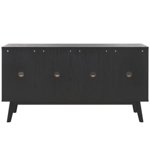 Safavieh Atlantes 4 Door 4 Shelf Media Stand Black Particle Board/ Mdf/ Honeycomb/ Solid Wood MED9614B-2BX