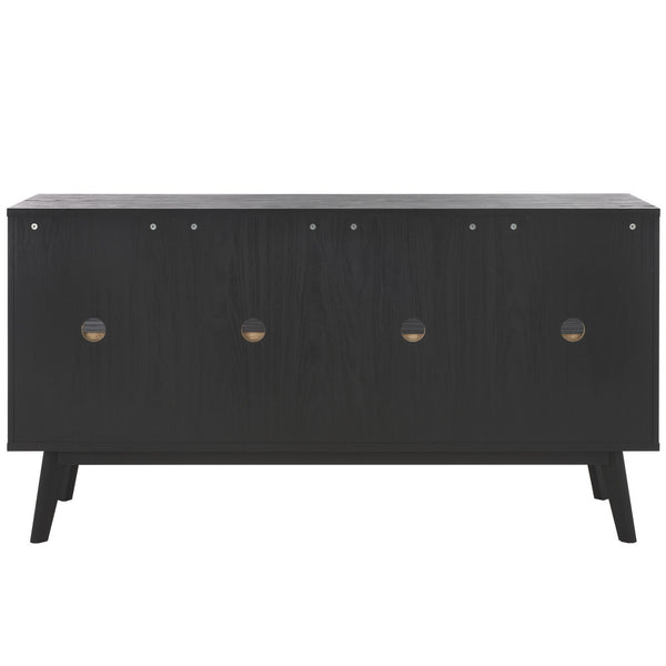 Safavieh Atlantes 4 Door 4 Shelf Media Stand Black Particle Board/ Mdf/ Honeycomb/ Solid Wood MED9614B-2BX