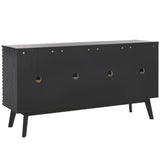 Safavieh Atlantes 4 Door 4 Shelf Media Stand Black Particle Board/ Mdf/ Honeycomb/ Solid Wood MED9614B-2BX