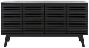 Safavieh Atlantes 4 Door 4 Shelf Media Stand Black Particle Board/ Mdf/ Honeycomb/ Solid Wood MED9614B-2BX