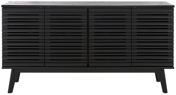 Safavieh Atlantes 4 Door 4 Shelf Media Stand Black Particle Board/ Mdf/ Honeycomb/ Solid Wood MED9614B-2BX